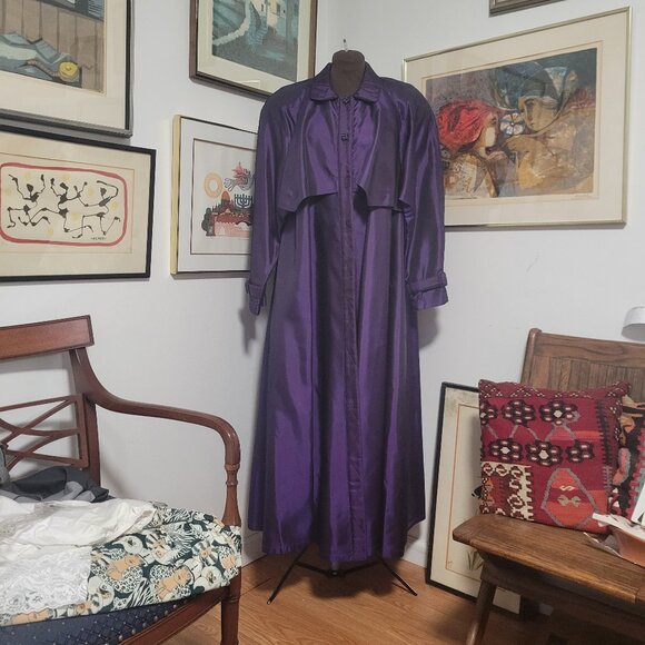 Vintage 80's purple Raincoat by Ada Mabel in Acetate XL - Picture 1 of 6